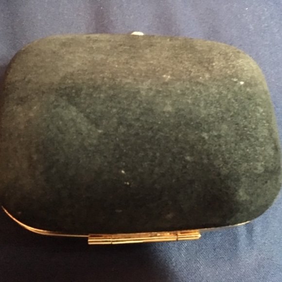 Vintage Morgan Taylor Black Velvet Hard Case Evening Purse Crossbody 4.5x2x3.5 - Picture 12 of 12